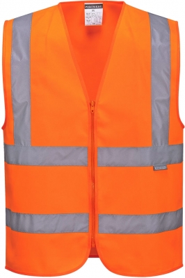 Vesta reflectorizanta cu bretele si banda Hi-Vis Portwest, cu fermoar, portocaliu